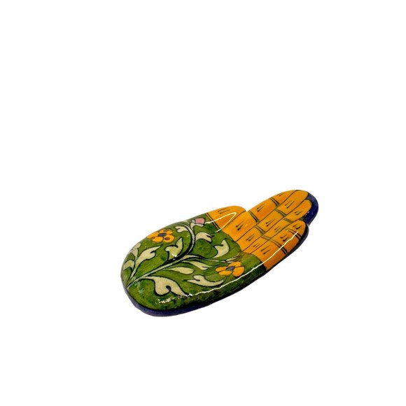 Ceramic Hand shape Handmade Incense Holder Vintage Boho Floral Hand Painted - Picture 2 of 4